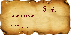 Bink Alfonz névjegykártya